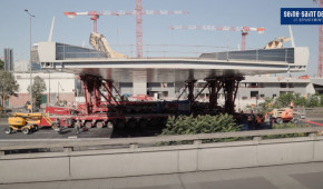 Centre aquatique Paris 2024 - Pose de la passerelle - août 2022