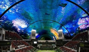 Dubai Underwater tennis court : Photo-montage du court de tennis sous l'eau