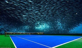 Dubai Underwater tennis court : Photo-montage du court de tennis sous l'eau