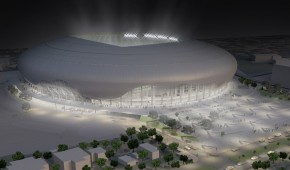 Ion Oblemenco Stadium  - Vue aérienne de nuit du projet - copyright dico si tiganas