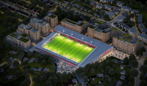 Kingfield Stadium - Vue aérienne du projet de nuit