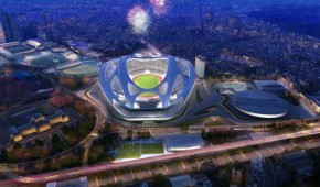 National Stadium of Japan : Vue aérienne de nuit