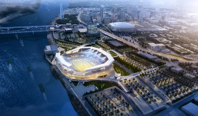 New Rams Stadium : Vue aérienne - crédit HOK