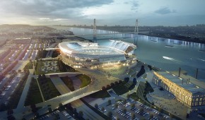 New Rams Stadium : Vue aérienne - crédit HOK