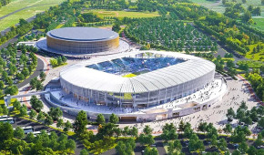 Première pierre du futur stade de Venise