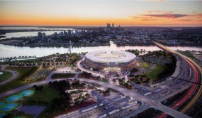 Perth Stadium - Rail station, bus station et pont pédestre sur Swan River