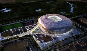 Qatar Foundation Stadium : Vue aérienne de nuit