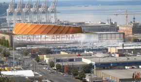 Seattle Arena - Avec la vue au port - copyright HOK