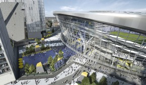 Tottenham HotSpurs Stadium - Vue aérienne de l'entrée du projet - copyright Populous
