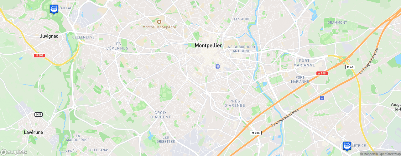 Static Map of Montpellier Hérault Sport Club