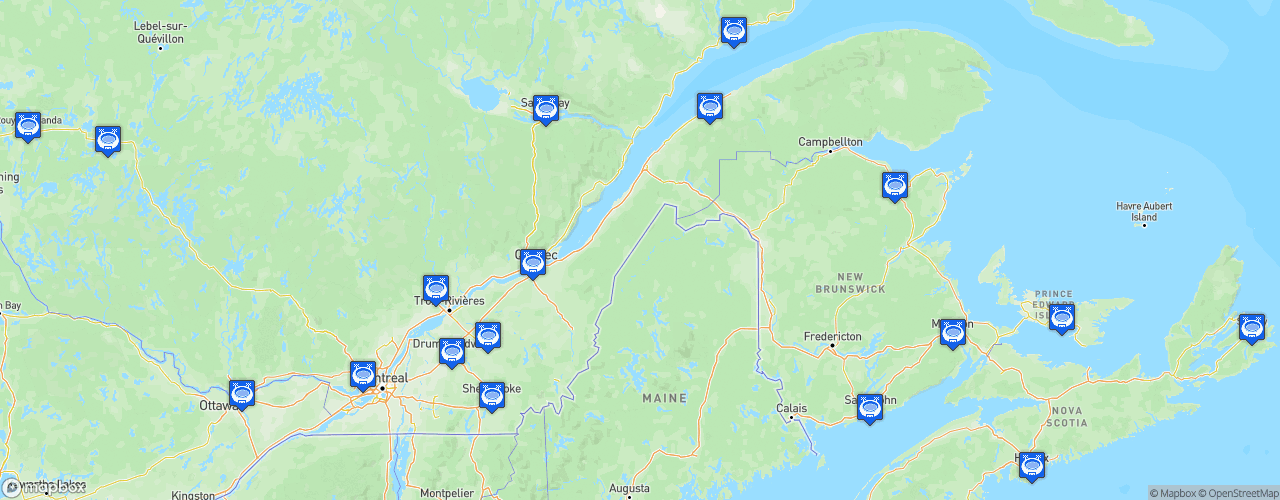 Static Map of Ligue de hockey junior majeur du Québec - Saison 2021-2022