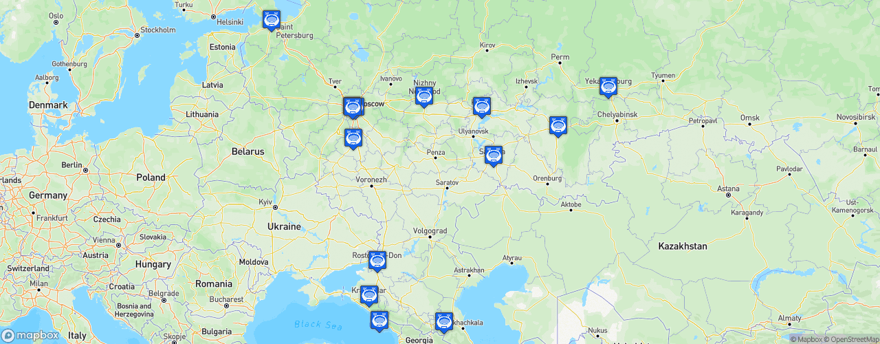 Static Map of Russian Premier Liga - Saison 2021-2022