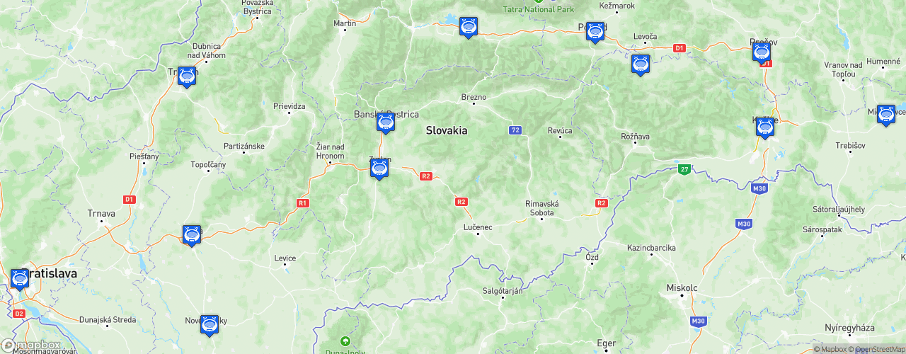 Static Map of Slovak Extraliga - Saison 2021-2022 - Tipos Extraliga