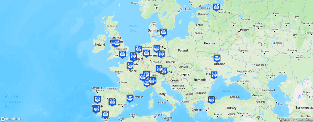 Static Map of UEFA Youth League - Saison 2021-2022