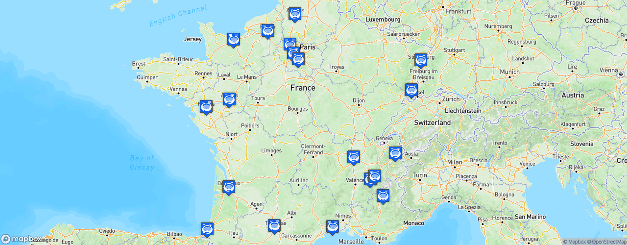 Static Map of Championnat de France de hockey sur glace - U20 Elite - Saison 2021-2022