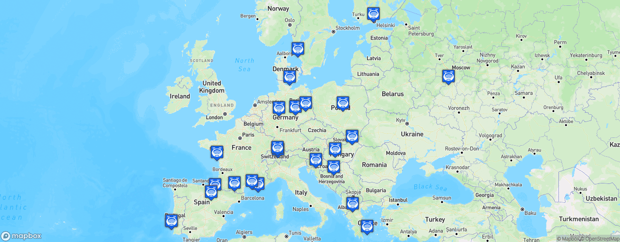 Static Map of EHF European League - Saison 2021-2022