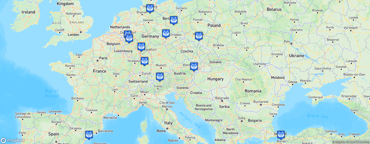 Static Map of European League of Football - Saison 2022