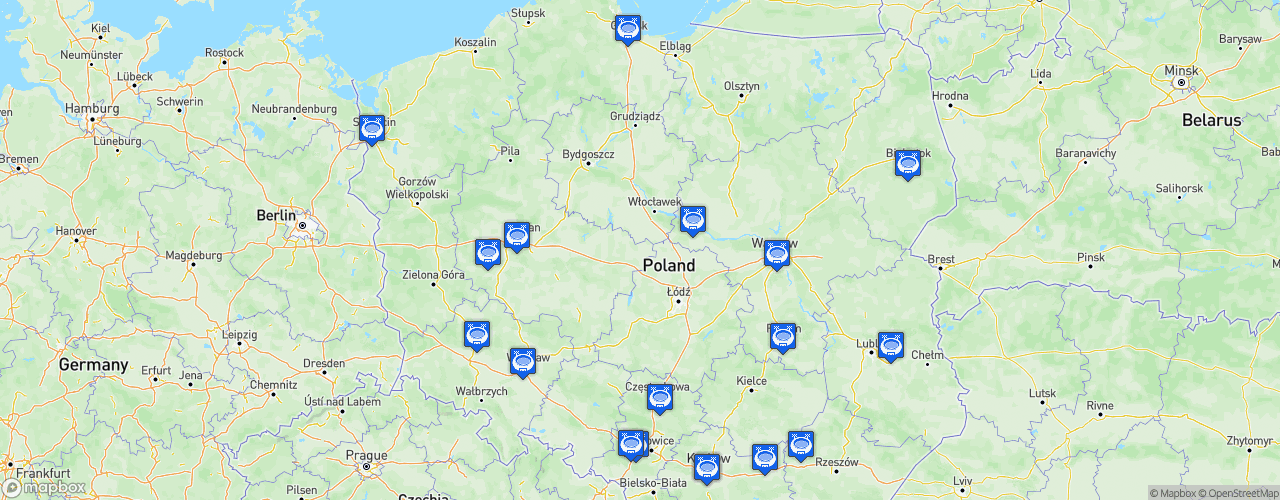 Static Map of Ekstraklasa - Saison 2021-2022 - PKO Bank Polski