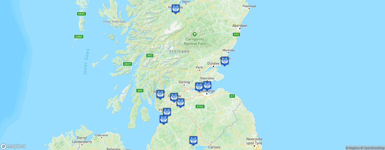 Static Map of Scottish Championship - Saison 2021-2022