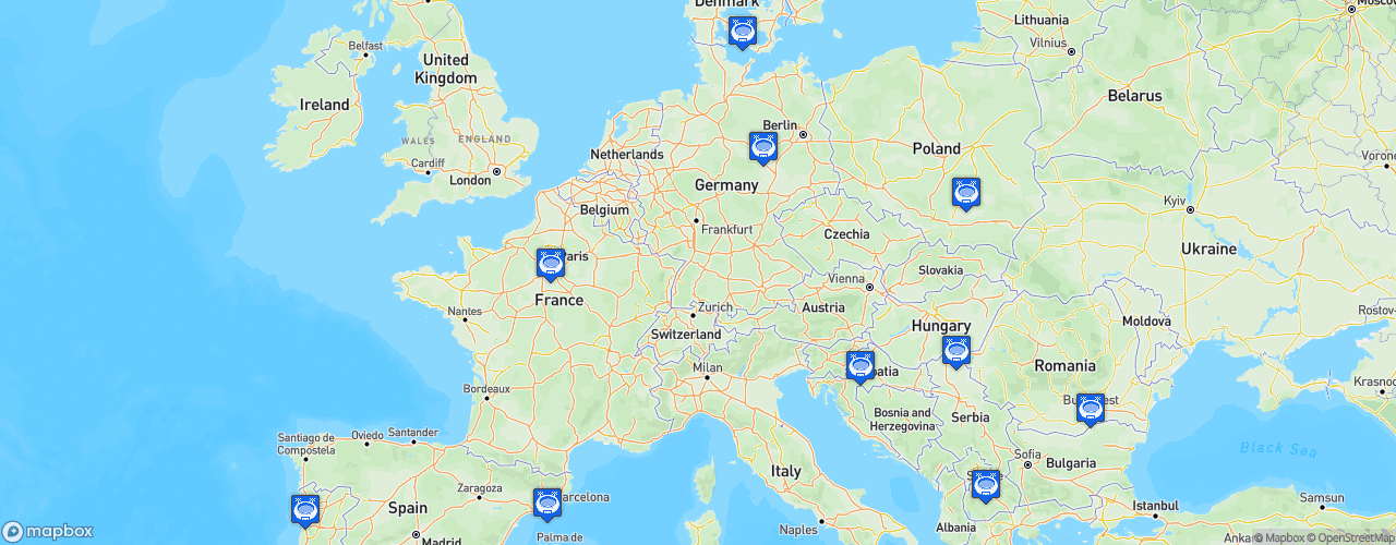 Static Map of Champions des compétitions nationales EHF - Saison 2021-2022