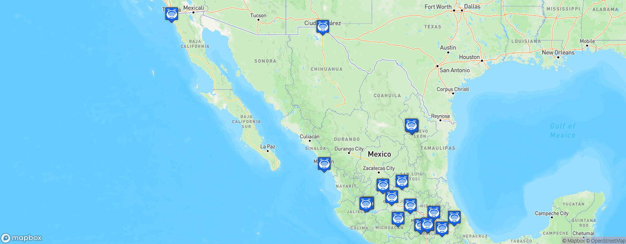 Static Map of Liga MX - Saison 2021-2022 - BBVA