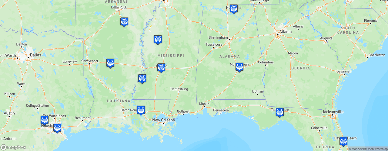 Static Map of Southwestern Athletic Conference Football - Saison 2021