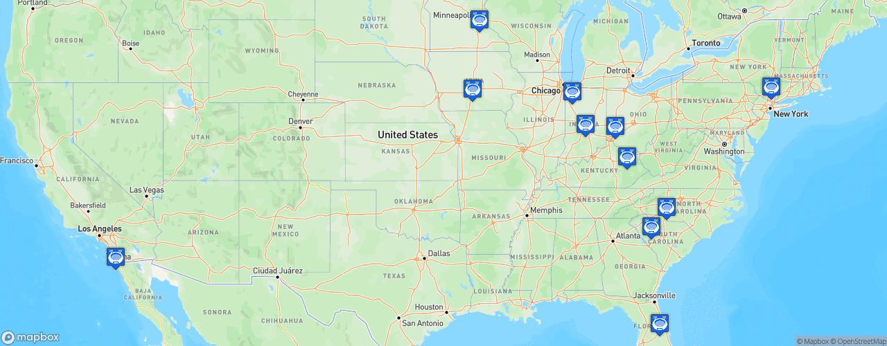 Static Map of Pioneer Football League - Saison 2021