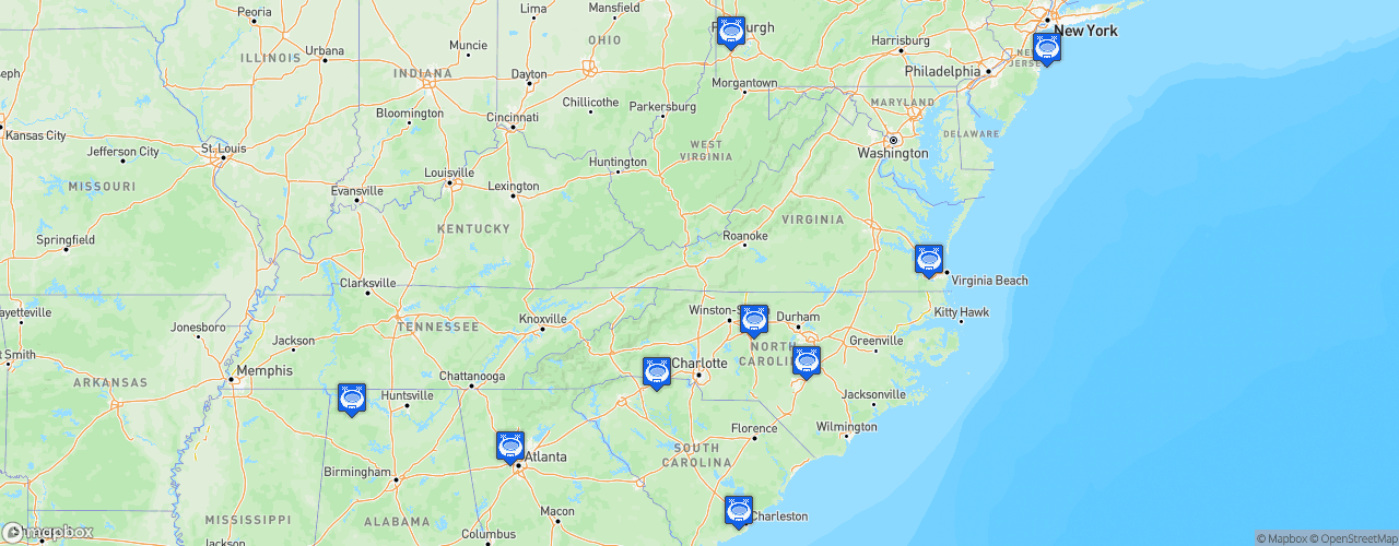 Static Map of Big South Conference Football - Saison 2021