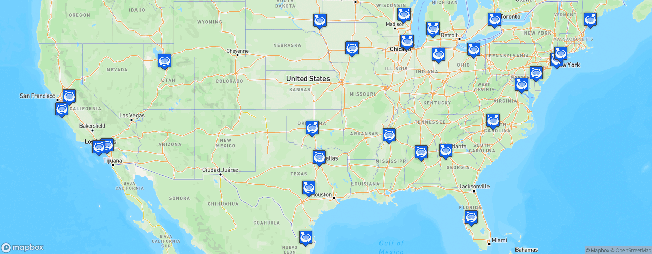 Static Map of NBA G League - Saison 2021-2022