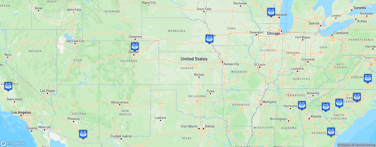 Static Map of USL League One - Saison 2022