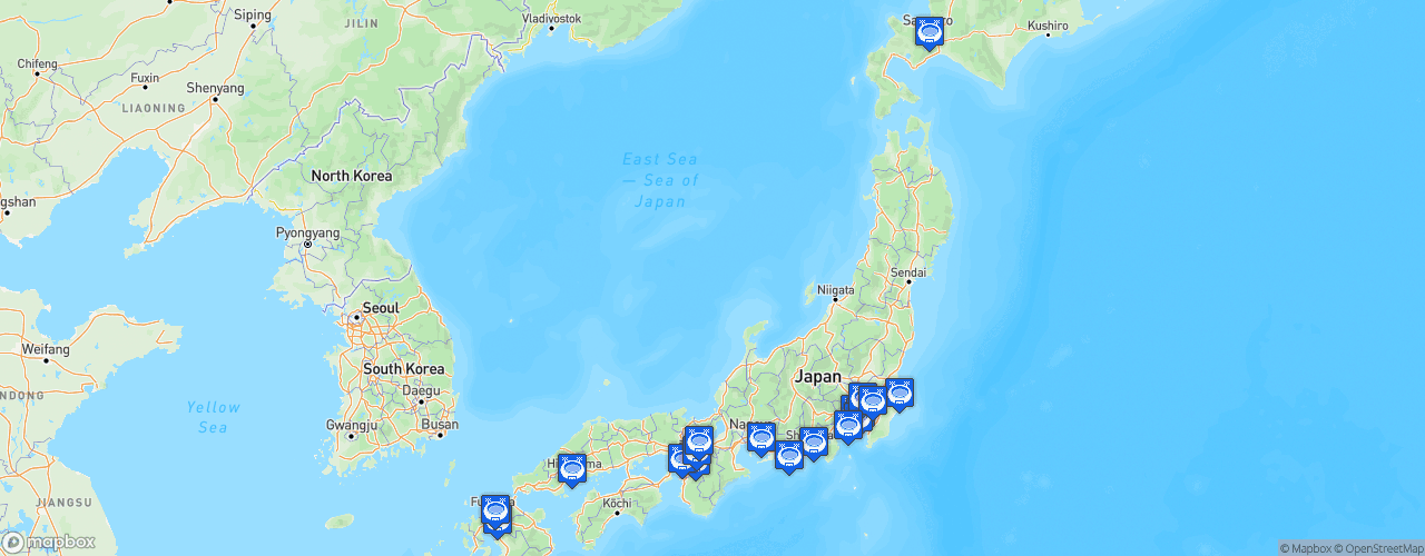 Static Map of J-League - Saison 2022 - Meiji Yasuda J1 League