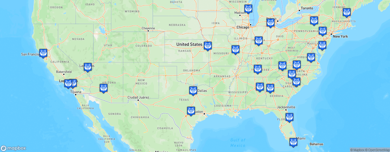 Static Map of NASCAR Cup Series - Saison 2022