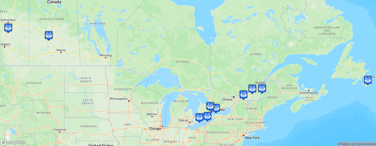 Static Map of NASCAR Pinty's Series - Saison 2022