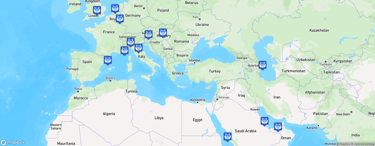 Static Map of FIA Formula 2 Championship - Saison 2022