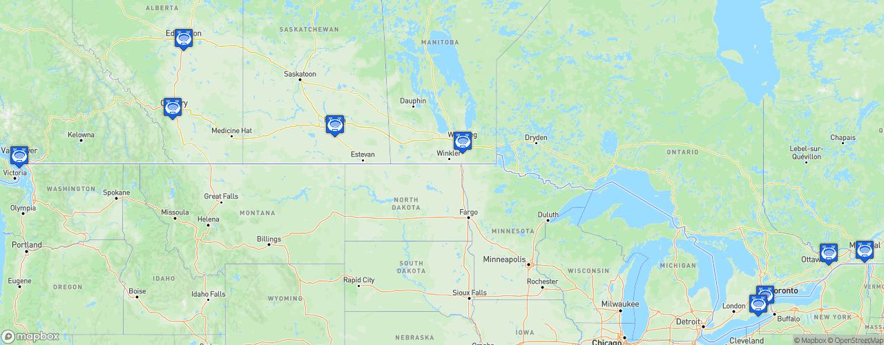 Static Map of Canadian Football League - Saison 2022