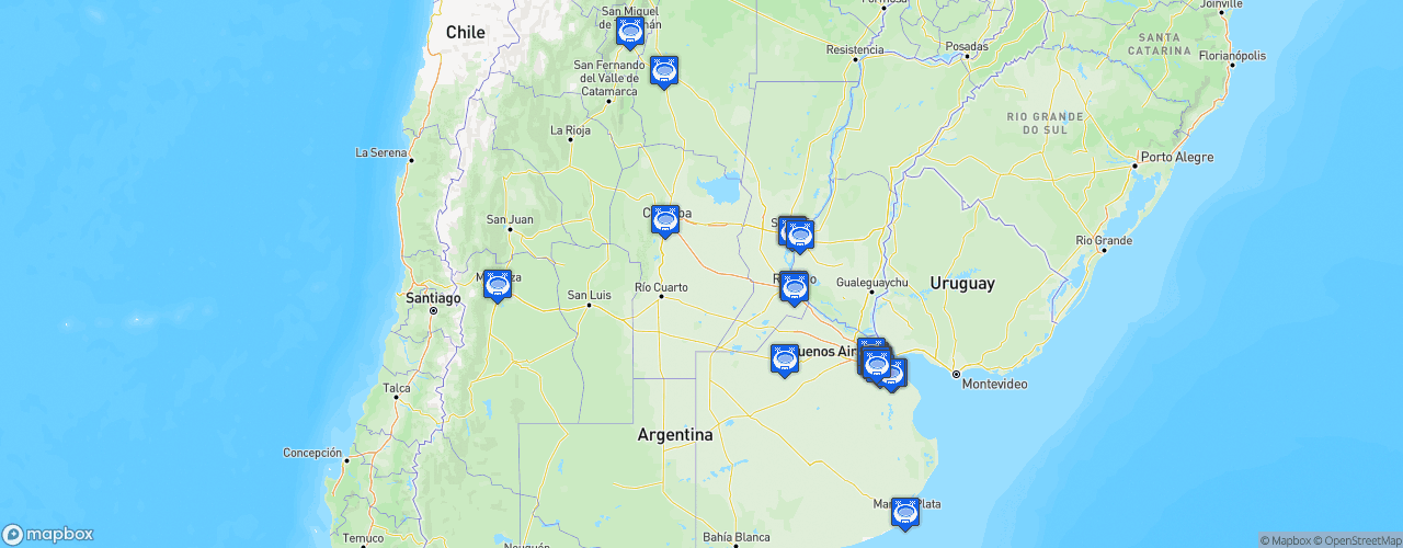 Static Map of Primera División de Argentina - Saison 2022