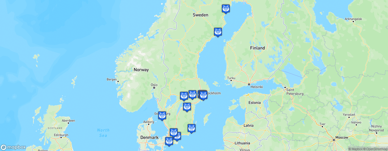 Static Map of Damallsvenskan - Saison 2022
