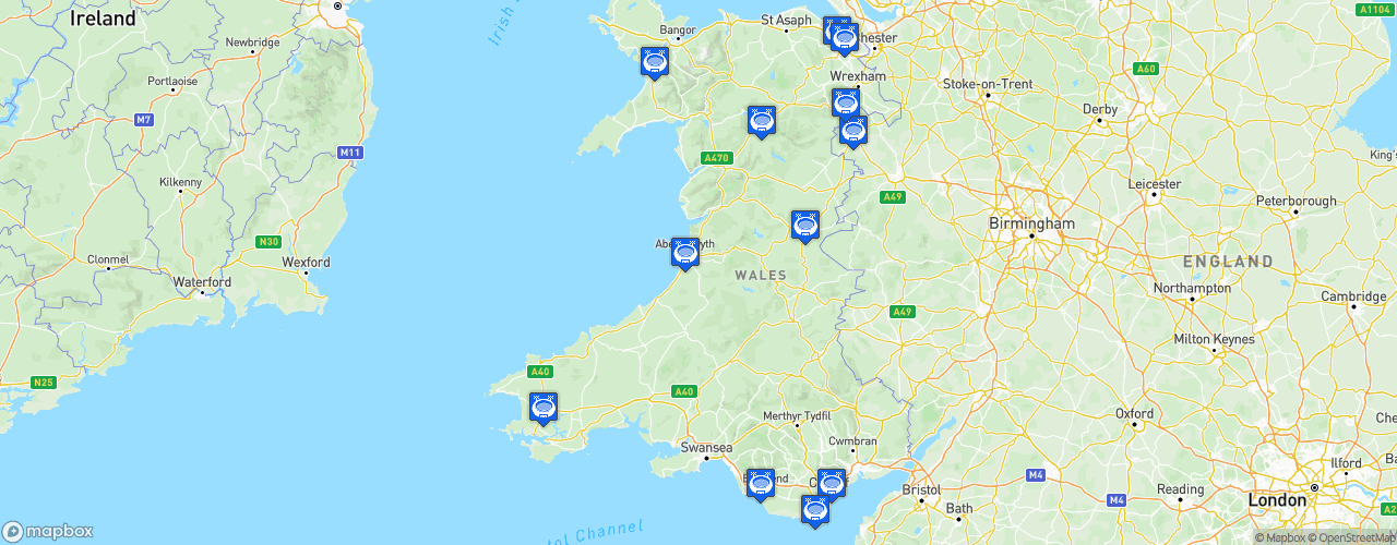 Static Map of Cymru Premier - Saison 2021-2022