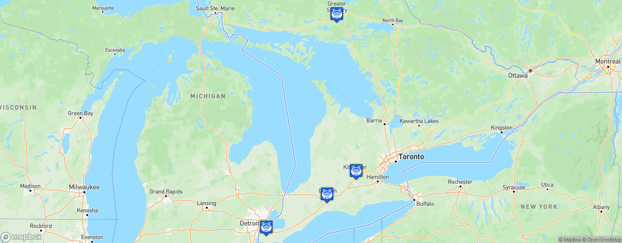 Static Map of Ligue nationale de basketball du Canada - Saison 2022