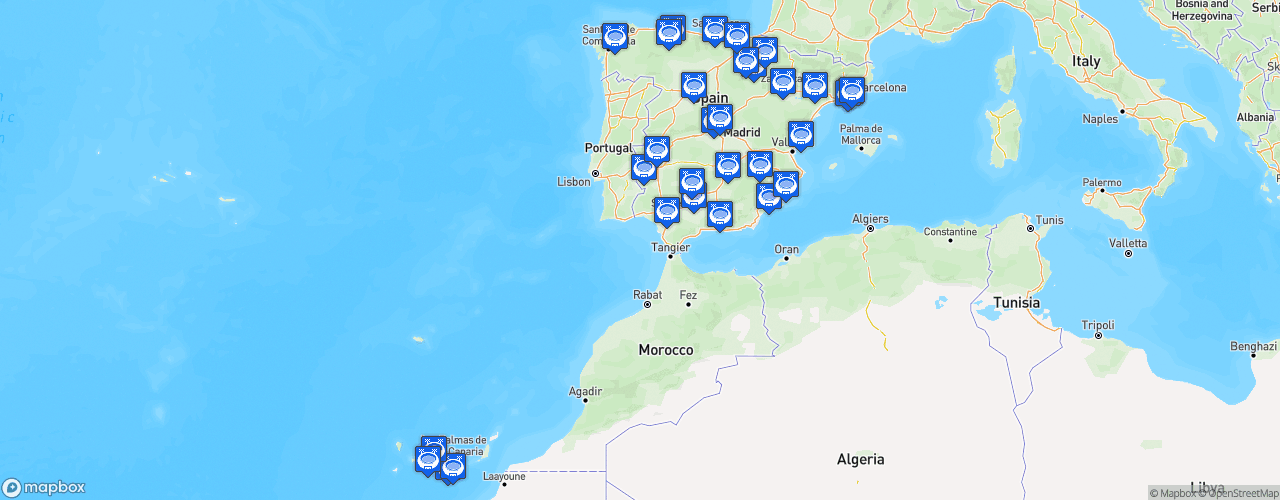 Static Map of Primera Federación - Saison 2021-2022 - RETO Iberdrola