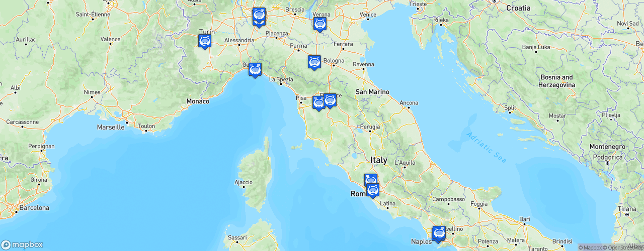 Static Map of Serie A Femminile - Saison 2021-2022