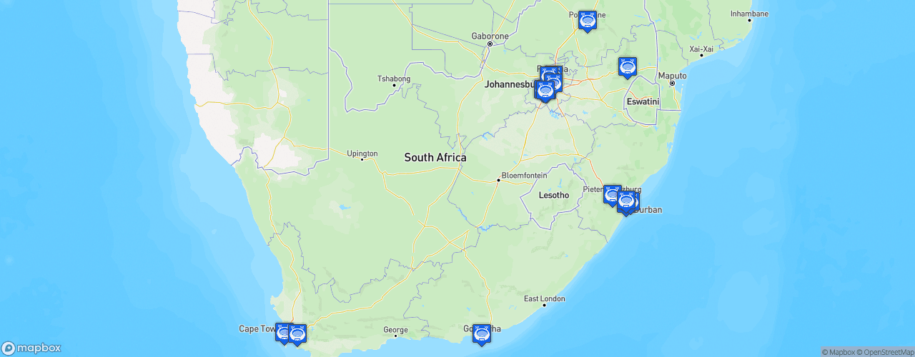 Static Map of South African Premier Division - Saison 2021-2022 - DStv Premiership