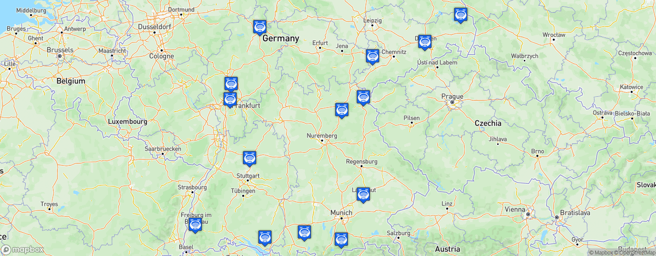 Static Map of DEL 2 - Saison 2021-2022