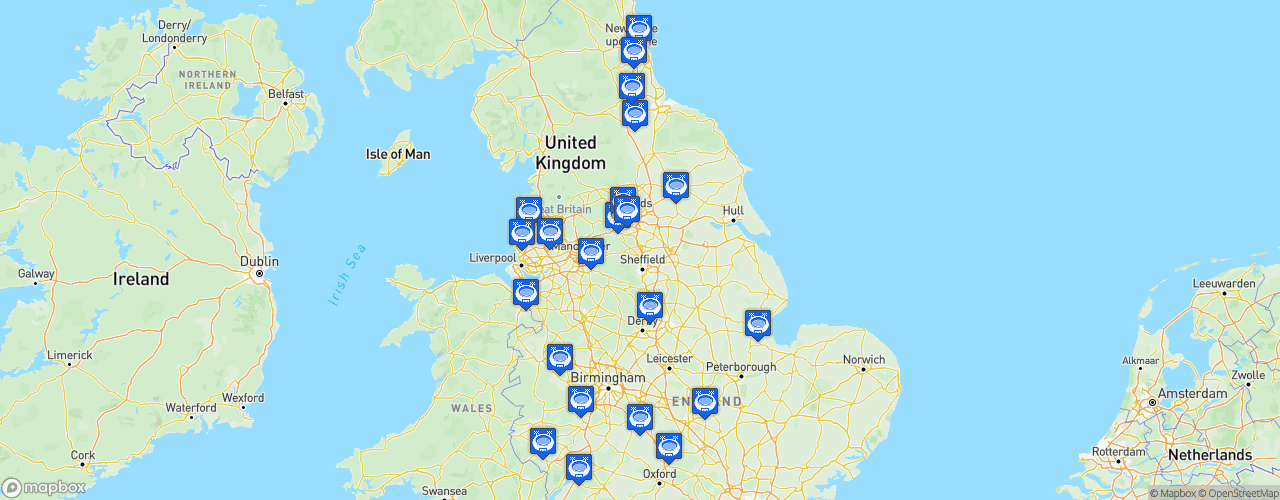 Static Map of The National League North - Saison 2021-2022 - Vanarama