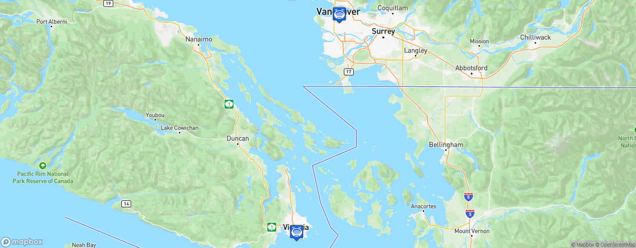 Static Map of IIHF World Junior Championship Canada 2019