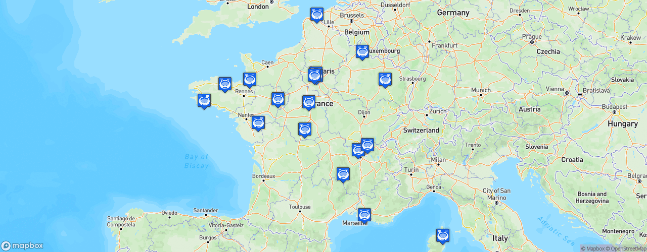 Static Map of Championnat de France de football National - Saison 2022-2023