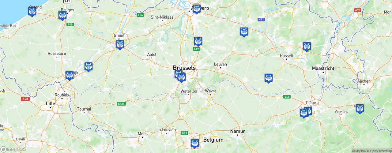 Static Map of Jupiler Pro League - Saison 2022-2023