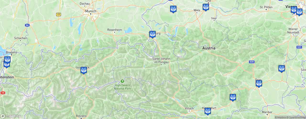 Static Map of Bundesliga.at - Saison 2022-2023 - Admiral Bundesliga