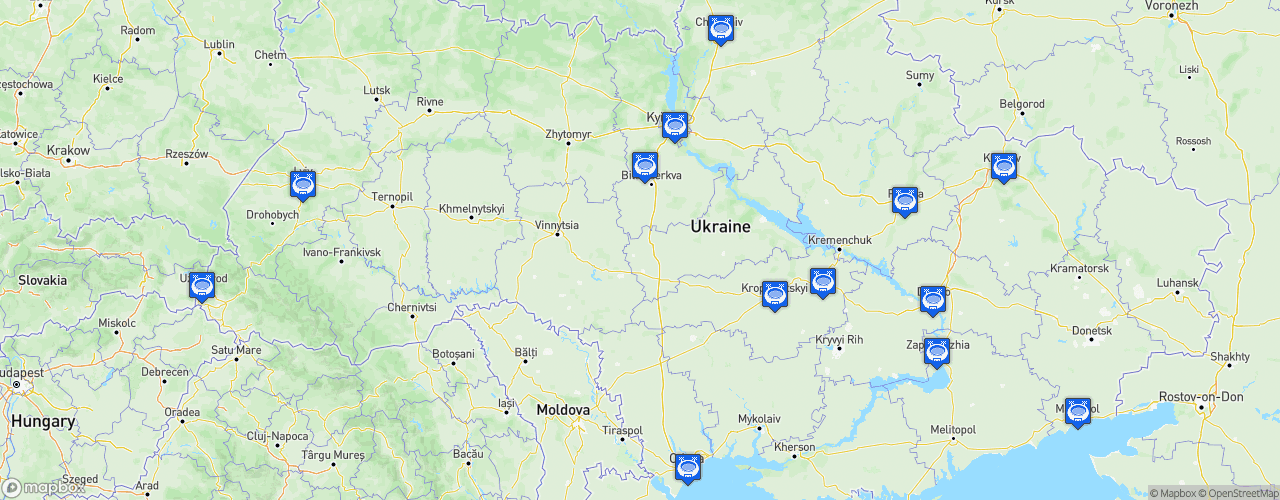 Static Map of Premier Liha - Saison 2022-2023 - VBet Liha