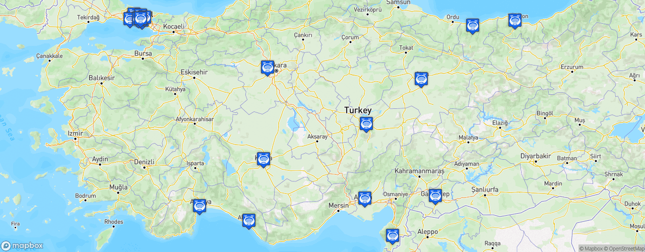 Static Map of Süper Lig - Saison 2022-2023 - Spor Toto Süper Lig